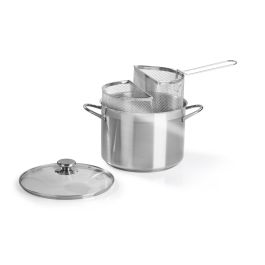 Pentola Spaghettiera In Acciaio Inox 18/10 Con Doppio Cestello – Triplo Fondo Per Induzione E Gas, Cottura Multipla 24 Cm