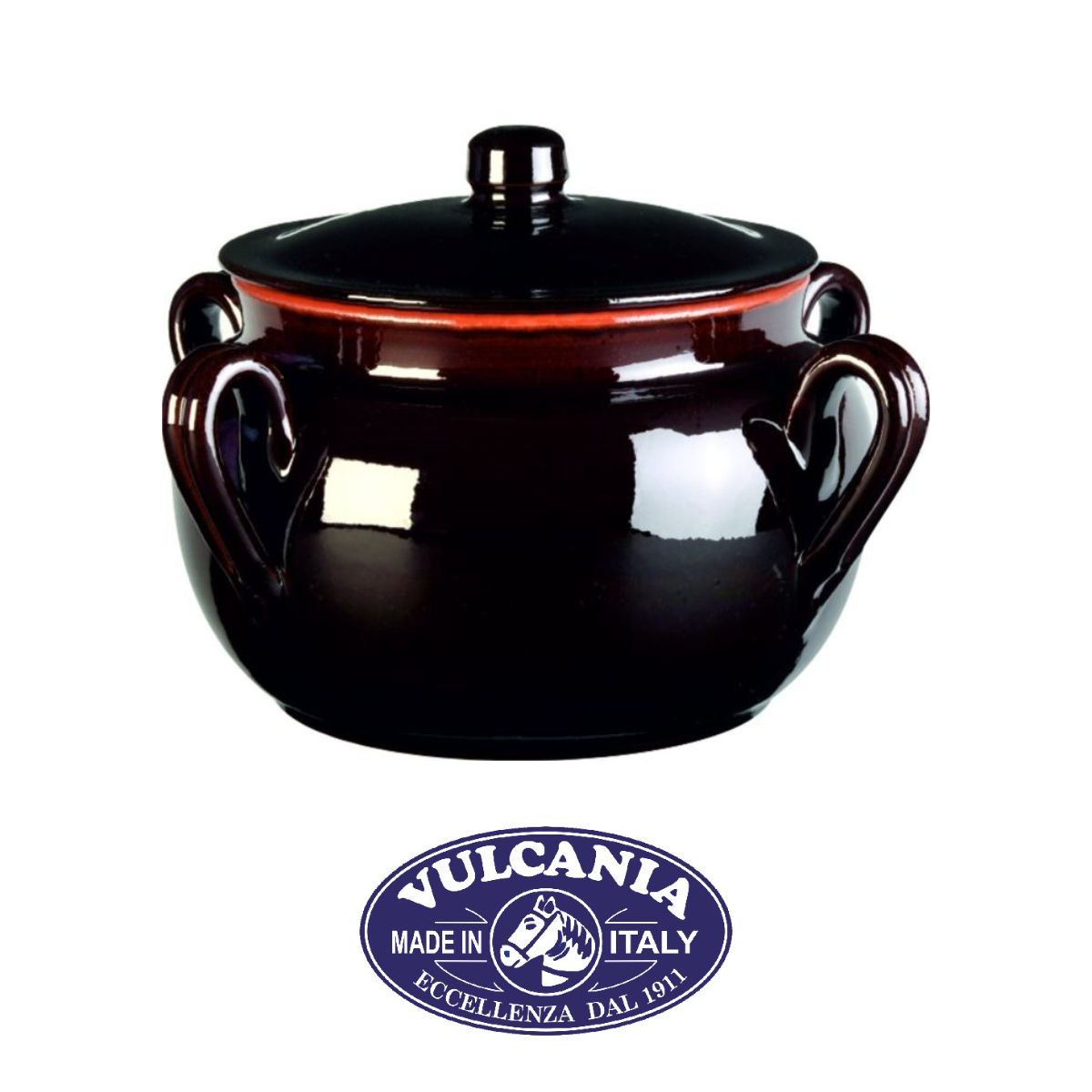 Fagioliera 4 manici con coperchio d20 cm Terra - Vulcania ceramiche Fagioliera 4 manici con coperchio d20 cm Terra - Vulcania ceramiche